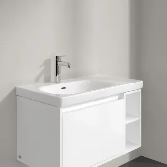 Villeroy & Boch Skyla Pаковина для установки на тумбу крыло справа, 800 x 460 x 160 mm, с переливом, Альпийский белый 5A52L101