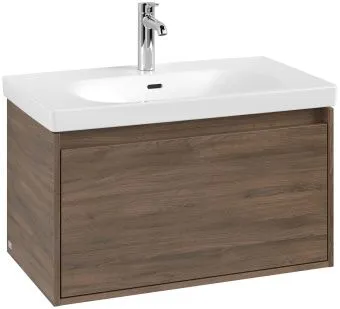 Villeroy & Boch Skyla КОМПЛЕКТ Тумба под раковину, 2 выдвижных ящика, 772 x 596 x 439 mm, Arizona Oak +Skyla Pаковина для установки на тумбу, 800 x 460 x 160 mm, с переливом, Альпийский белый C78600VH+5A518001