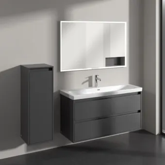Villeroy & Boch Skyla Шкаф Боковой, 1 дверь, 1 выдвижной ящик, 350 x 1000 x 349 mm, Graphite / Graphite C80200VR