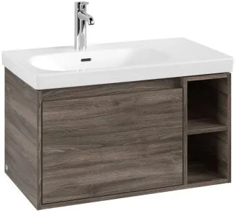 Villeroy & Boch Skyla КОМПЛЕКТ Тумба под раковину, 1 выдвижной ящик, 772 x 436 x 439 mm,Stone Oak + Skyla Pаковина для установки на тумбу крыло справа, 800 x 460 x 160 mm, с переливом, Альпийский белый C78800RK+5A52L101