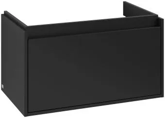 Villeroy & Boch Skyla КОМПЛЕКТ Тумба под раковину, 2 выдвижных ящика, 772 x 596 x 439 mm, Volcano Black +Skyla Pаковина для установки на тумбу, 800 x 460 x 160 mm, с переливом, Альпийский белый C78600VL+5A518001
