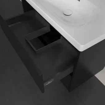 Villeroy & Boch Skyla КОМПЛЕКТ Тумба под раковину, 2 выдвижных ящика, 772 x 596 x 439 mm, Brilliant White +Skyla Pаковина для установки на тумбу, 800 x 460 x 160 mm, с переливом, Альпийский белый C79600VL+5A518001