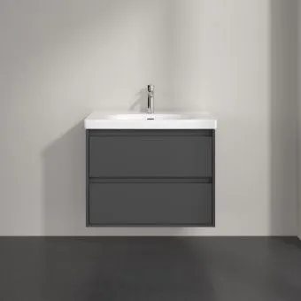 Villeroy & Boch Skyla КОМПЛЕКТ Тумба под раковину, 2 выдвижных ящика, 772 x 596 x 439 mm, Graphite +Skyla Pаковина для установки на тумбу, 800 x 460 x 160 mm, с переливом, Альпийский белый C79600VR+5A518001