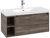 Villeroy & Boch Skyla КОМПЛЕКТ Тумба под раковину, 1 выдвижной ящик, 972 x 436 x 439 mm, Stone Oak +Skyla Pаковина для установки на тумбу, 1000 x 470 x 165 mm, с переливом, Альпийский белый C79000RK+5A51A501
