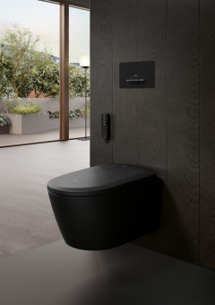 Villeroy & Boch Supreo топ унитаз-биде, унитаз с вертикальным смывом с открытым смывным краем, Pure Black CeramicPlus V16EN3R7