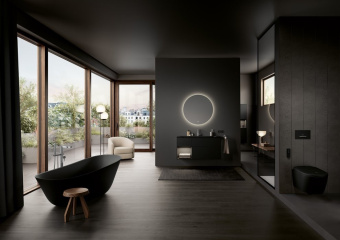 Villeroy & Boch Supreo топ унитаз-биде, унитаз с вертикальным смывом с открытым смывным краем, Pure Black CeramicPlus V16EN3R7