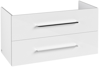 Villeroy & Boch Avento КОМПЛЕКТ Тумба под раковину, 2 выдвижных ящика, 980 x 514 x 484, Белое стекло A89200B4 + Раковина 4156A501