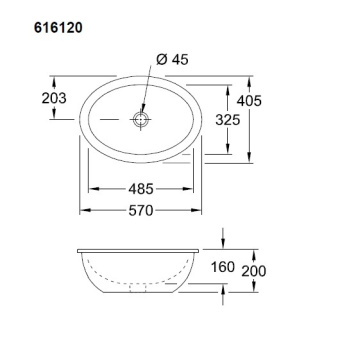Villeroy & Boch Loop & Friends Раковина для установки под столешницу, внутренний размер 485 x 325 mm, Альпийский белый, с переливом, нешлифованный 61612101
