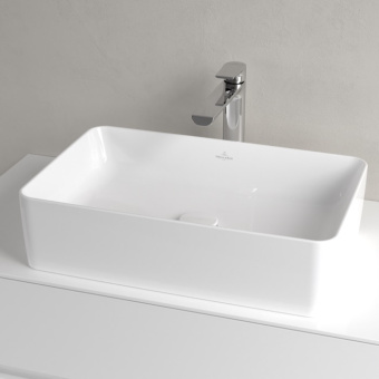 Villeroy & Boch Collaro Раковина для установки на столешницу, 560 x 360 x 145 mm, Альпийский белый CeramicPlus без перелива, нешлифованный 4A2056R1